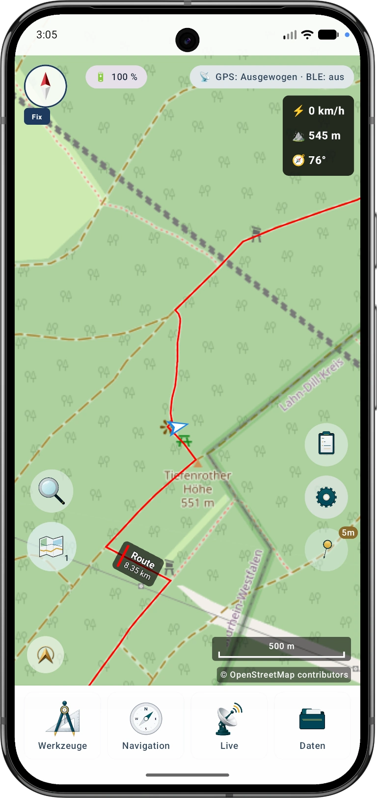Standard: Das vollständige Werkzeugmenü ist immer direkt erreichbar. Sinnvoll, wenn du regelmäßig viele verschiedene MapTools-Funktionen nutzt.