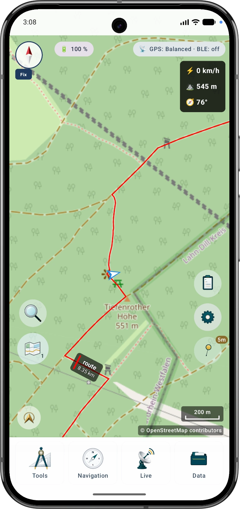 Standard: Úplné menu nástrojů je vždy přímo dostupné. Vhodné při pravidelném používání mnoha funkcí MapTools.