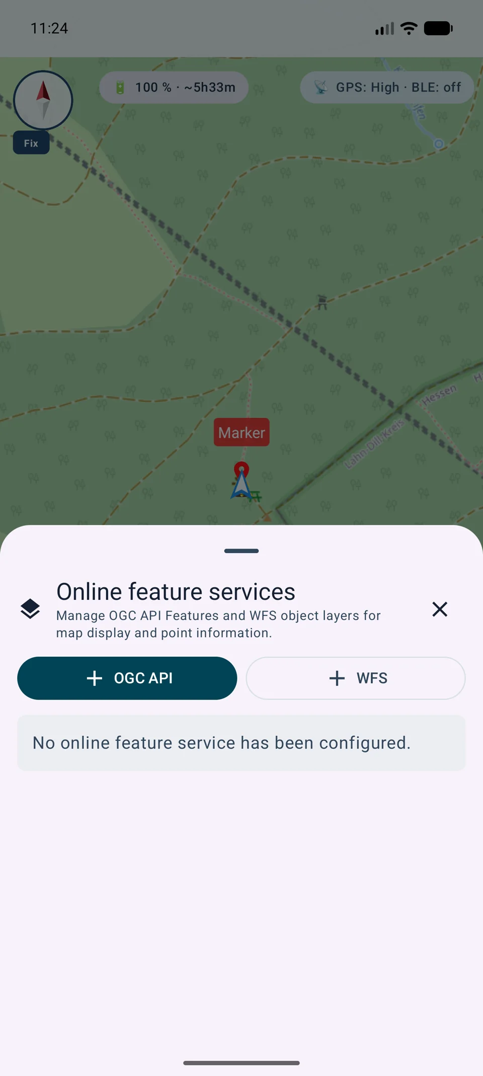 Správa služeb OGC API Features a WFS v MapTools