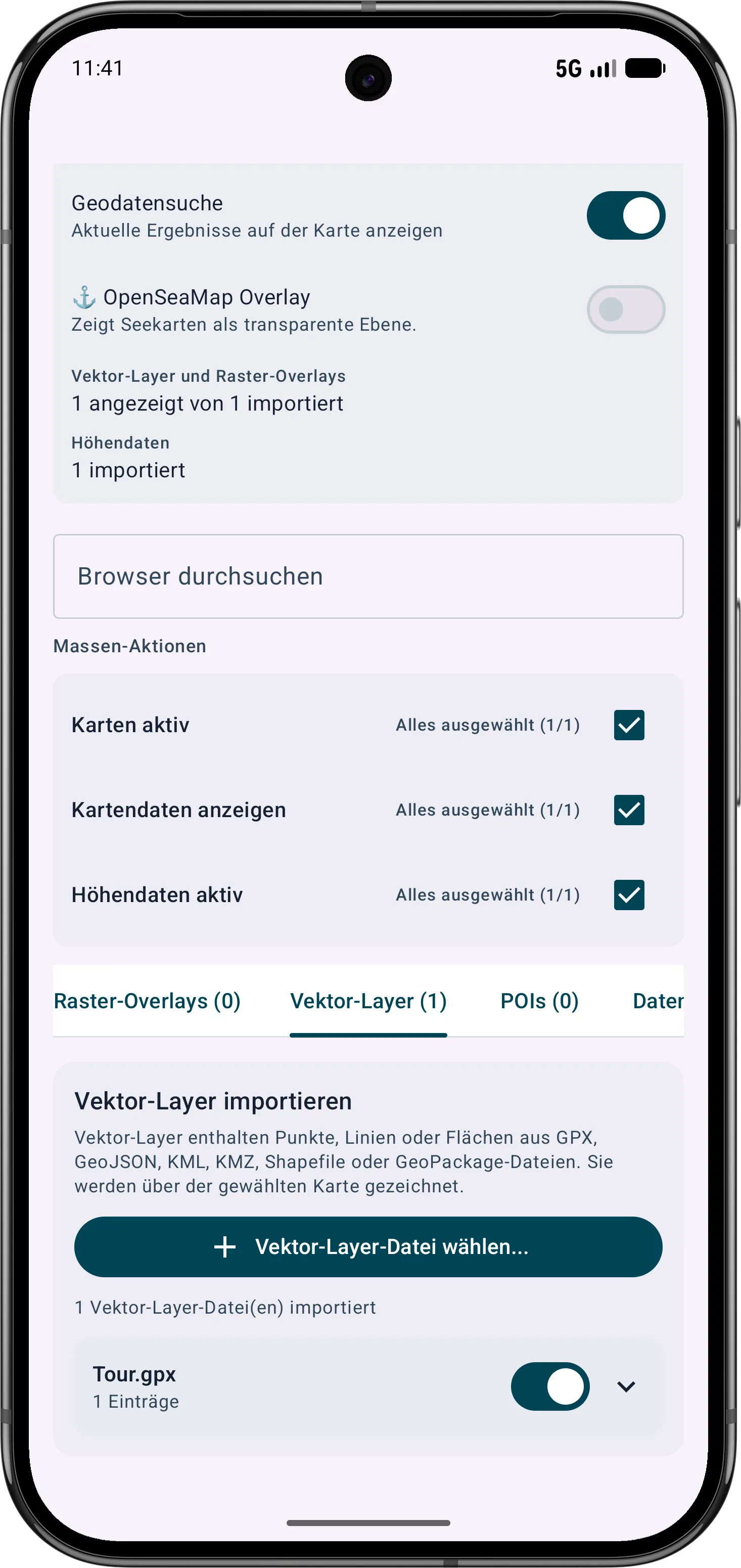 Kartenansicht vorbereiten