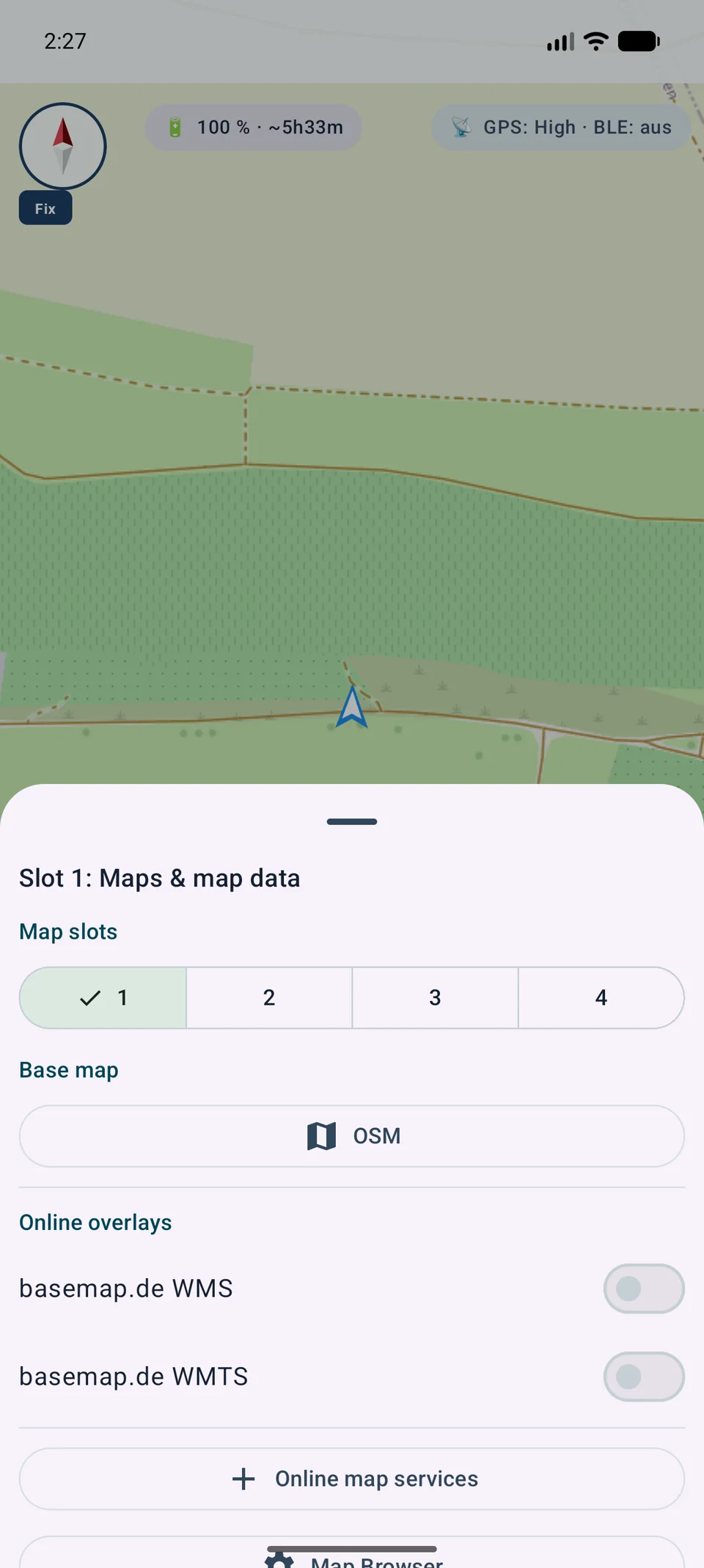 Kartplats med onlineöverlägg och tjänster