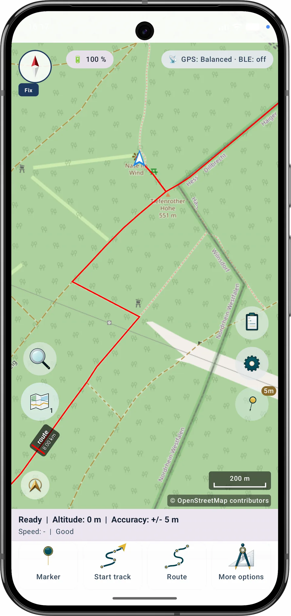 Naplánovaná trasa na mapě před úpravou