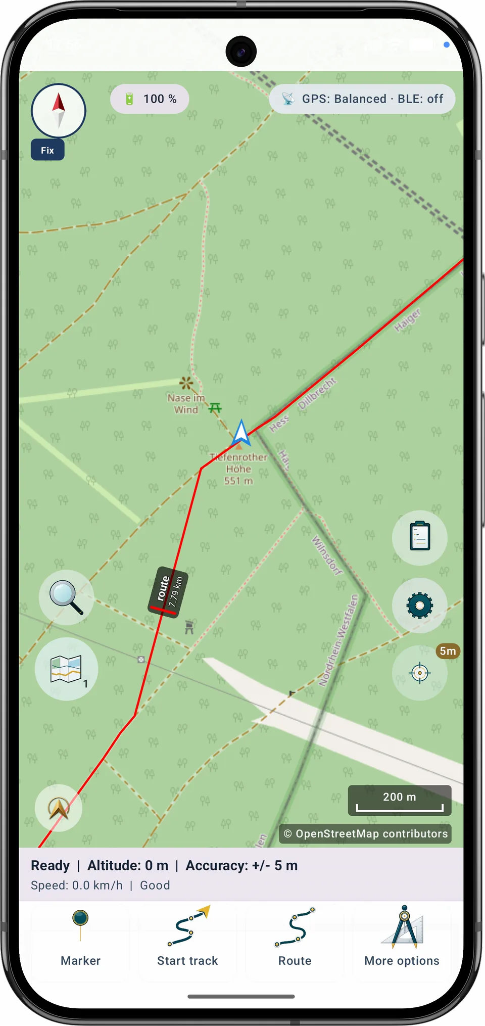Naplánovaná trasa na mapě před rozdělením