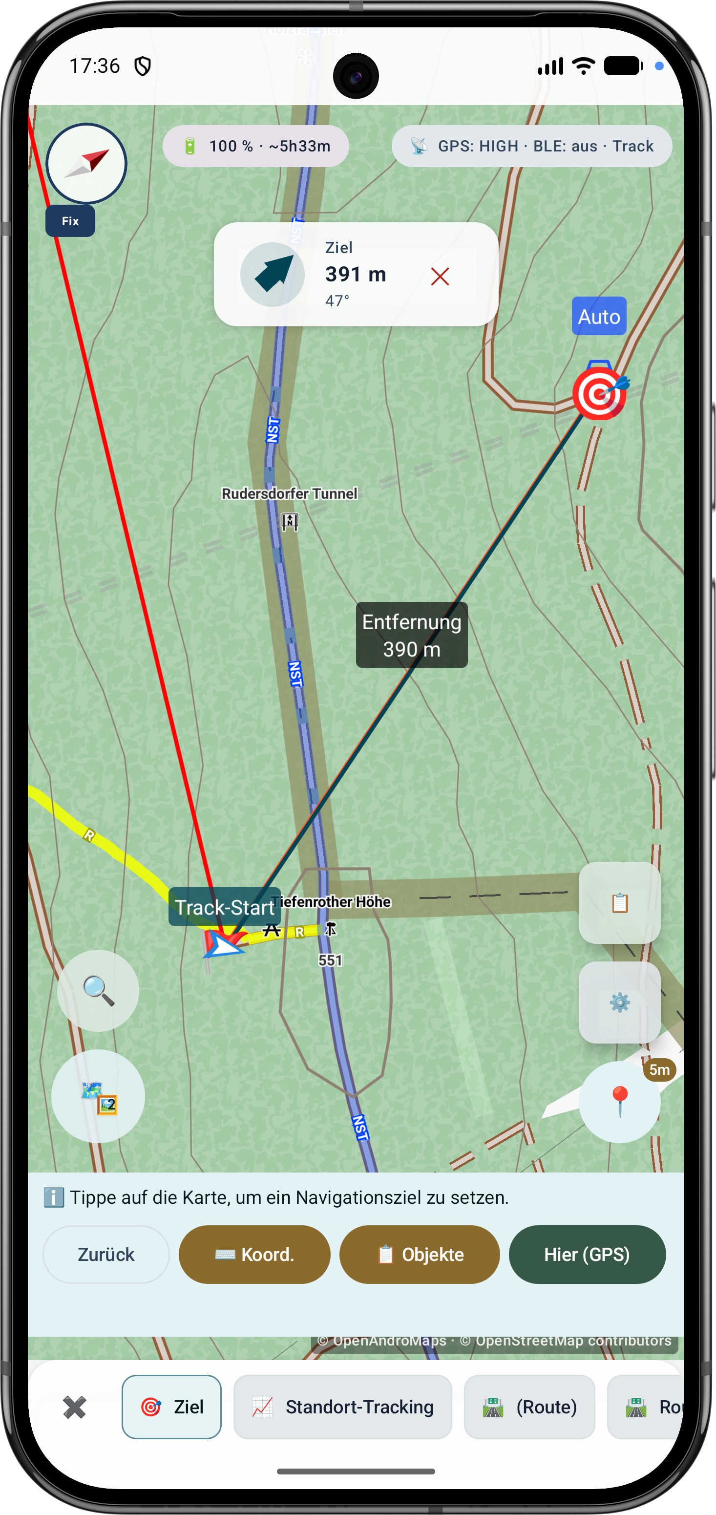 Refining a route with bearing and distances