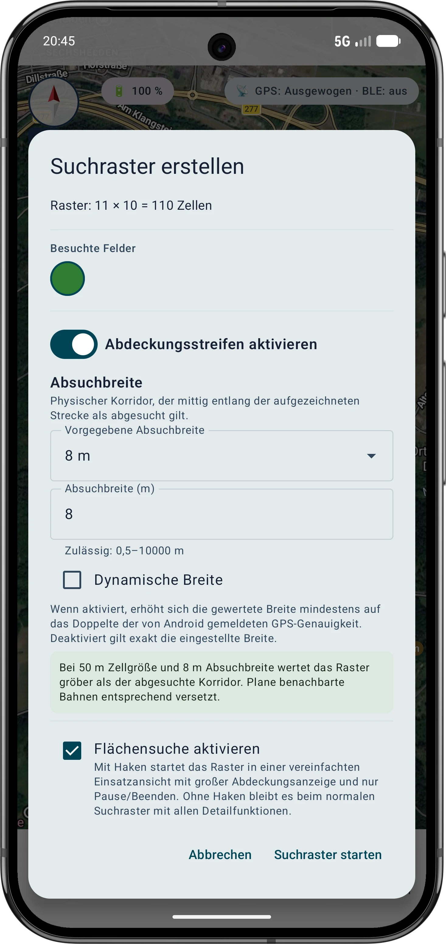 Suchraster konfigurieren