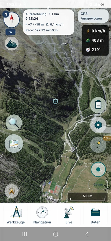 3D-Übersicht mit importierten Luftbildern und Höhendaten im Gebiet Allalin–Saas-Fee.