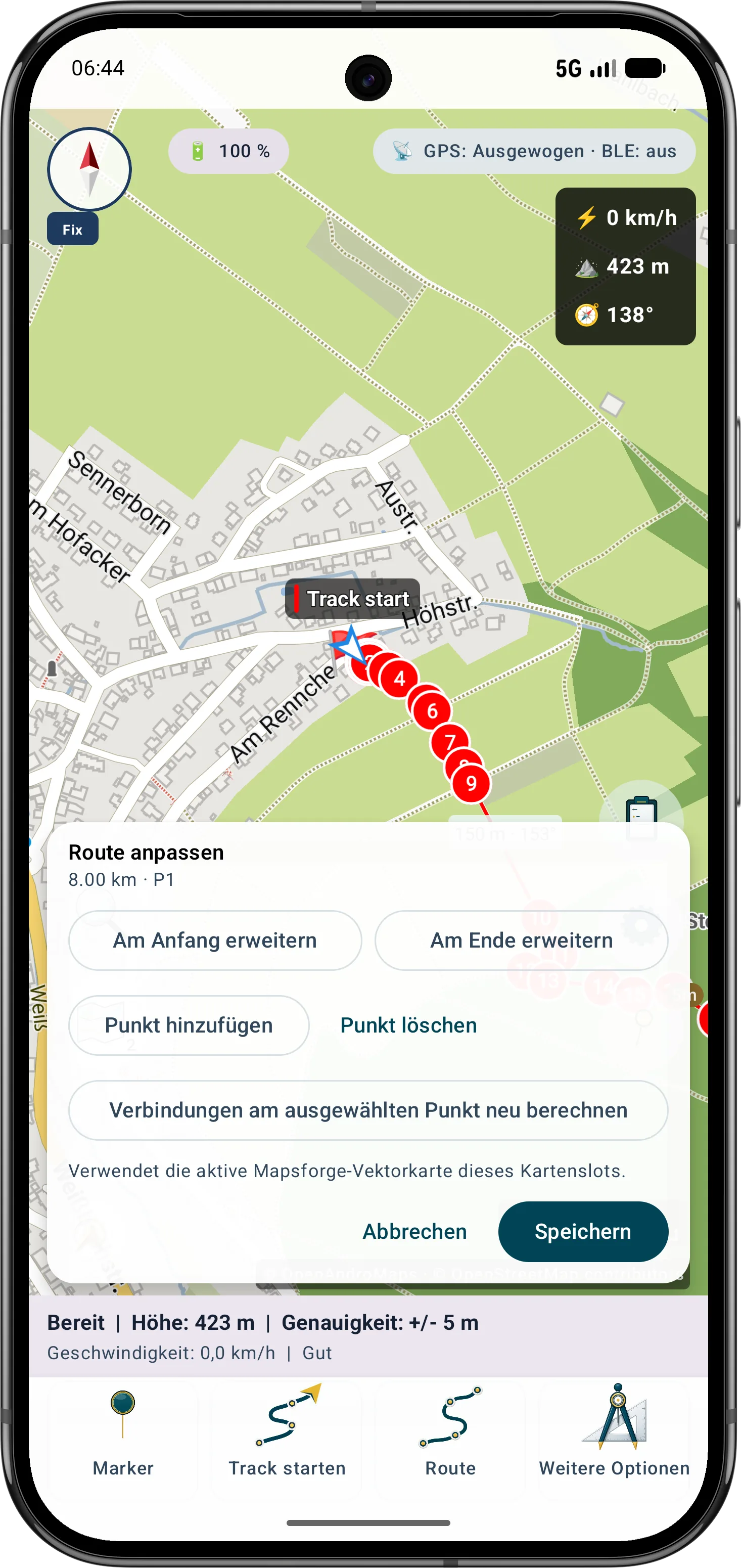 Route prüfen oder erstellen
